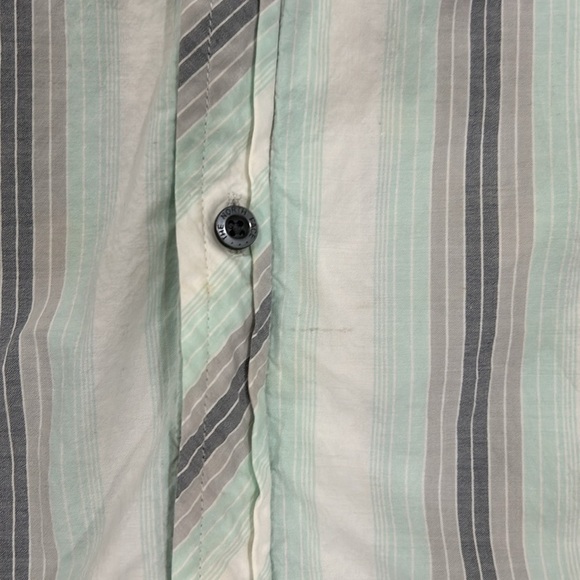 The North Face Mens Short Sleeve Button Up Shirt Striped green/gray w/pocket - Picture 4 of 14